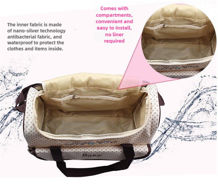 NNEDSZ Coffee 5-Piece Mommy Bag Set - Large Capacity Diaper Bags for Baby Travel, Tote and Shoulder Bags with Insulated Bottle Holder and Snack Bag