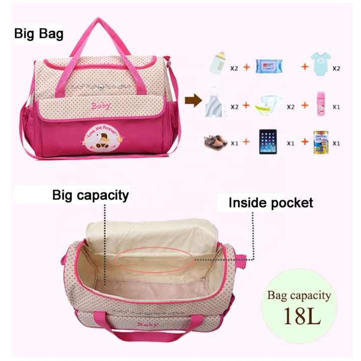 NNEDSZ Coffee 5-Piece Mommy Bag Set - Large Capacity Diaper Bags for Baby Travel, Tote and Shoulder Bags with Insulated Bottle Holder and Snack Bag