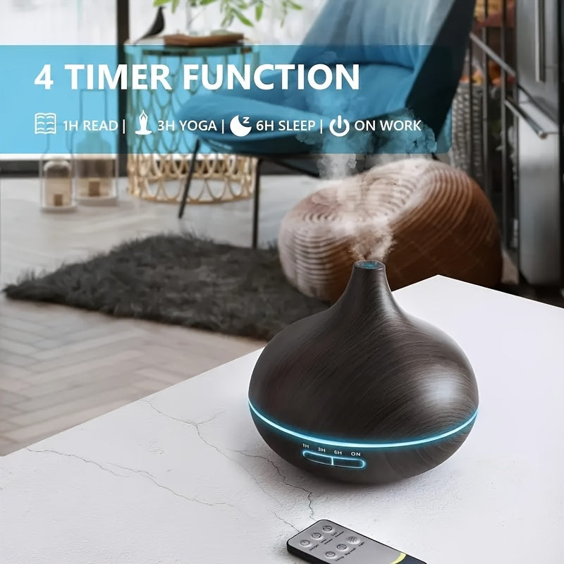 Diffuser For Home 550ml Aromatherapy Essential Oil Diffuser Wood Grain Remote Control Ultrasonic Air Humidifier Cool 7 Color LED