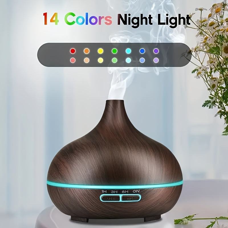 Diffuser For Home 550ml Aromatherapy Essential Oil Diffuser Wood Grain Remote Control Ultrasonic Air Humidifier Cool 7 Color LED