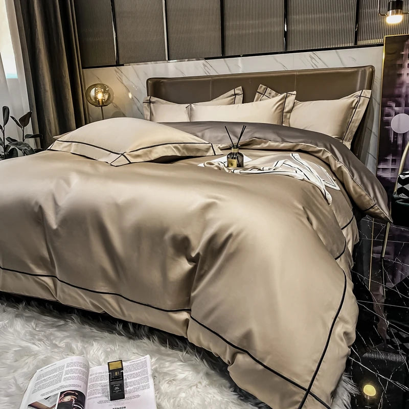 White Egyptian Cotton Bedding Sets Embroidery Duvet Cover Flat/Fitted Bed Sheet Linen Hotel Style Home Textiles Queen King