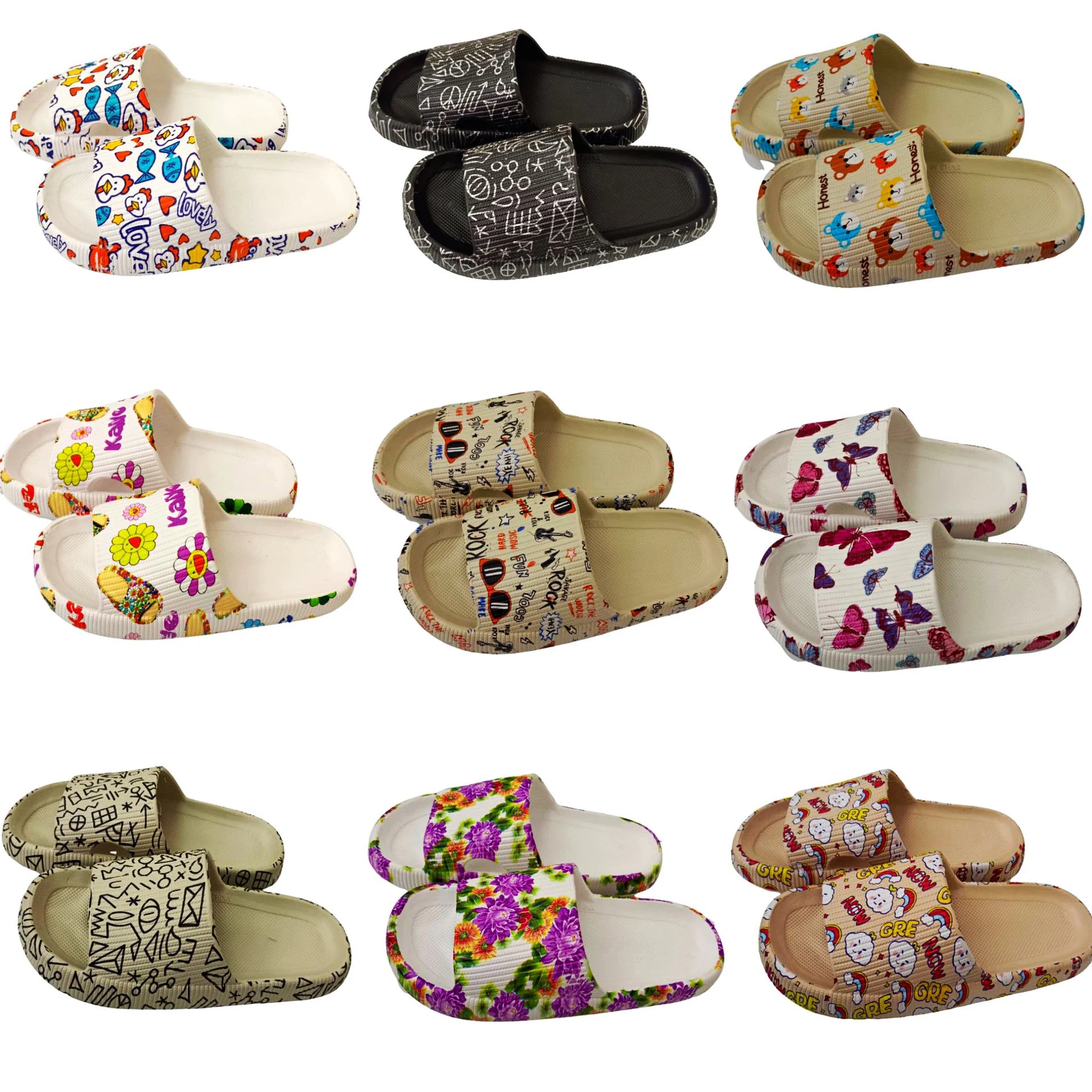 Bosirui Home Customizable Platform Foam Sliders Men's Women's Comfort Sandals with Pillow Slides for Shower Sports Bathroom