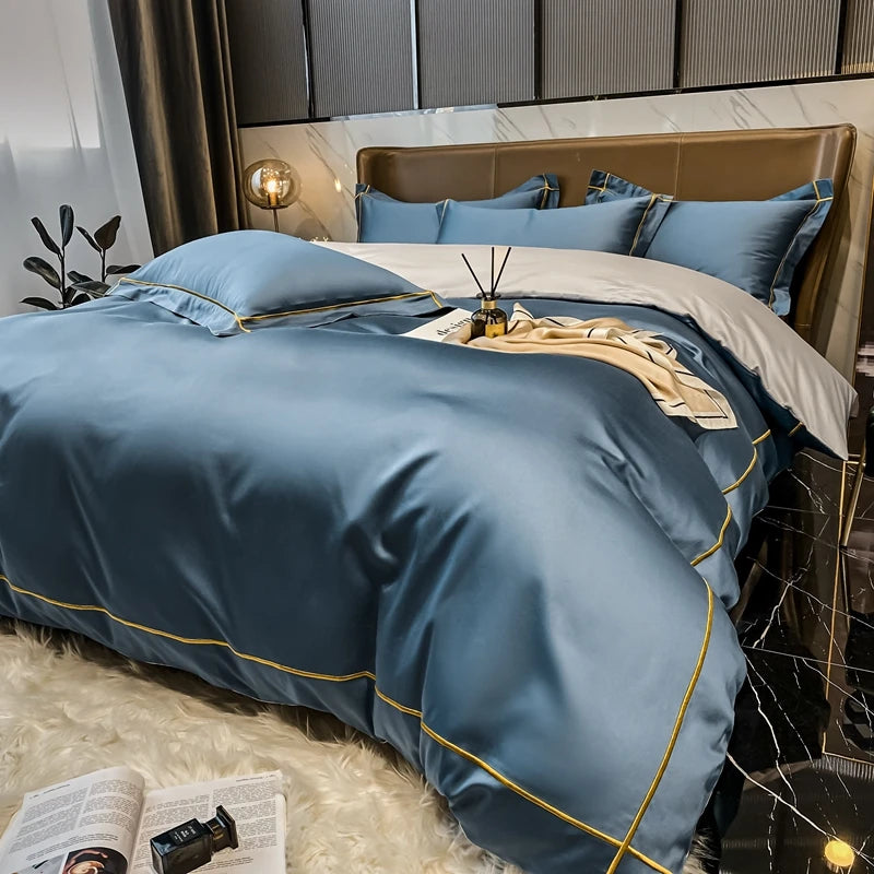 White Egyptian Cotton Bedding Sets Embroidery Duvet Cover Flat/Fitted Bed Sheet Linen Hotel Style Home Textiles Queen King
