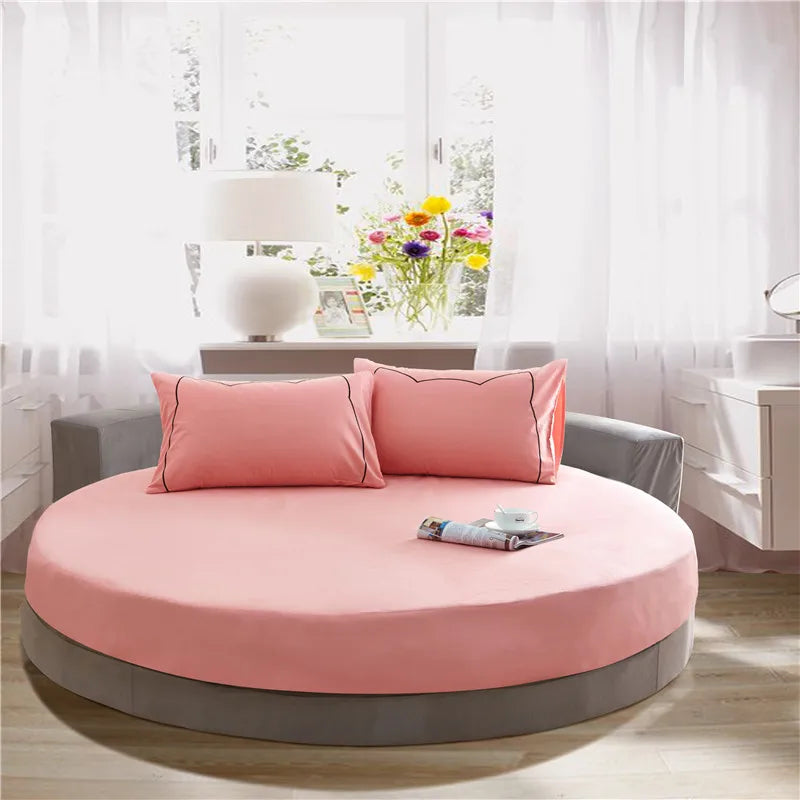Hotel Round Bedding Fitted Bed sheet with Elastic band romantic Themed Hotel Round Mattress Cover Diameter 200cm-220cm