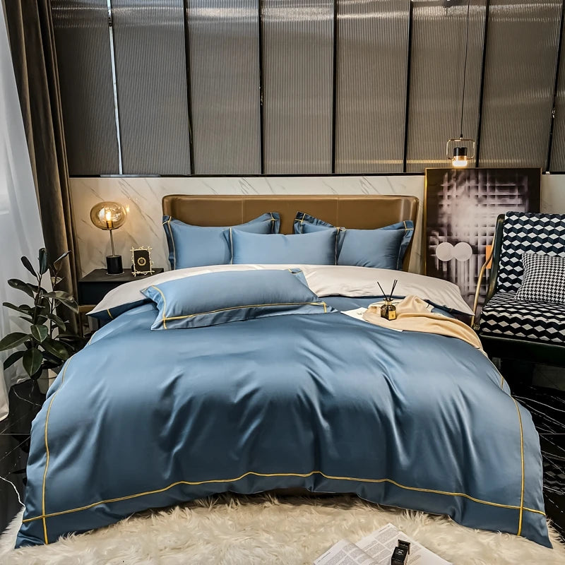 White Egyptian Cotton Bedding Sets Embroidery Duvet Cover Flat/Fitted Bed Sheet Linen Hotel Style Home Textiles Queen King