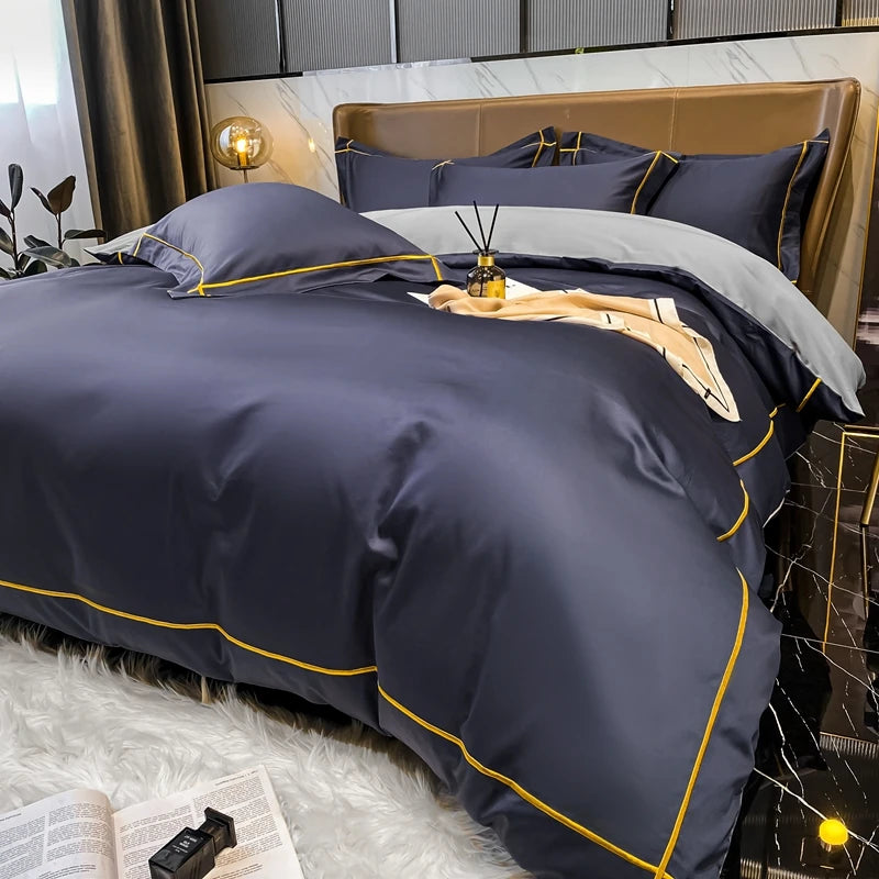 White Egyptian Cotton Bedding Sets Embroidery Duvet Cover Flat/Fitted Bed Sheet Linen Hotel Style Home Textiles Queen King