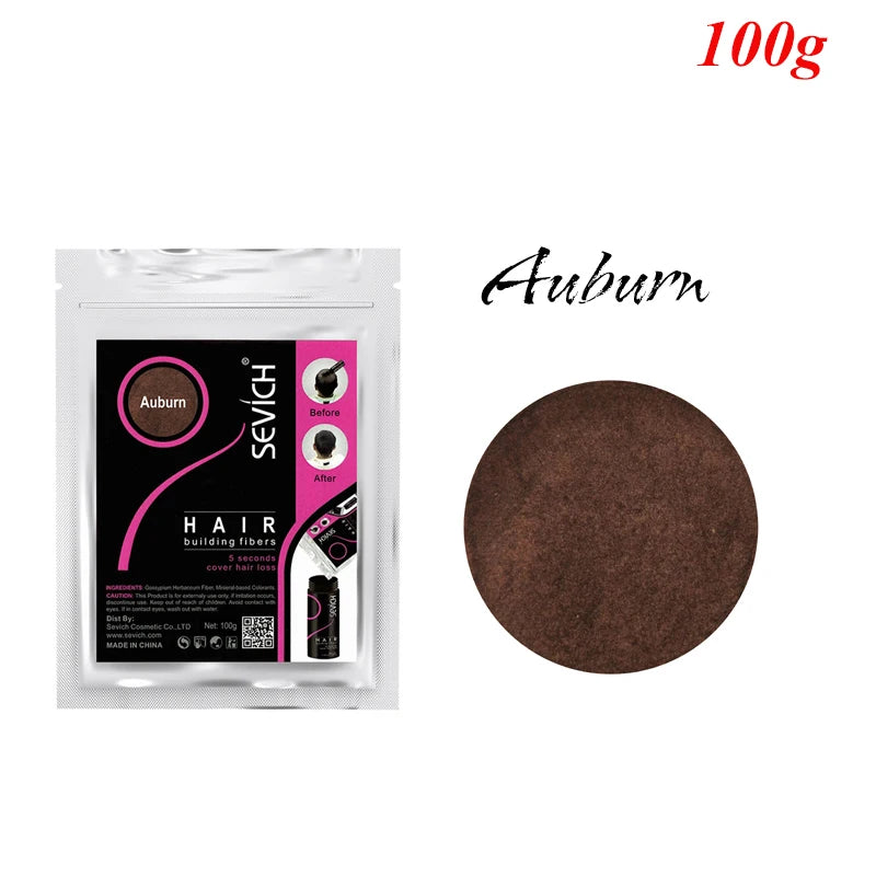 Sevich 10 Color Hair Fibers Keratin Hair Loss Building Fiber 25g/100g Hair Loss Concealer Instant Wig Regrowth Powders Black