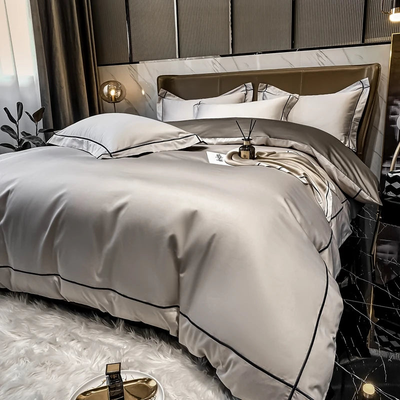 White Egyptian Cotton Bedding Sets Embroidery Duvet Cover Flat/Fitted Bed Sheet Linen Hotel Style Home Textiles Queen King