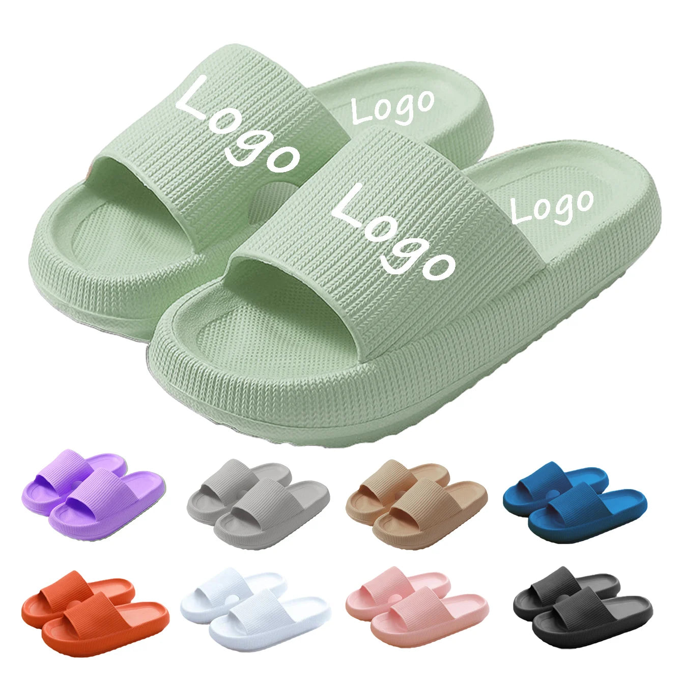 Bosirui Home Customizable Platform Foam Sliders Men's Women's Comfort Sandals with Pillow Slides for Shower Sports Bathroom