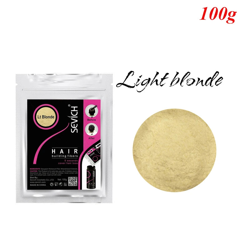 Sevich 10 Color Hair Fibers Keratin Hair Loss Building Fiber 25g/100g Hair Loss Concealer Instant Wig Regrowth Powders Black