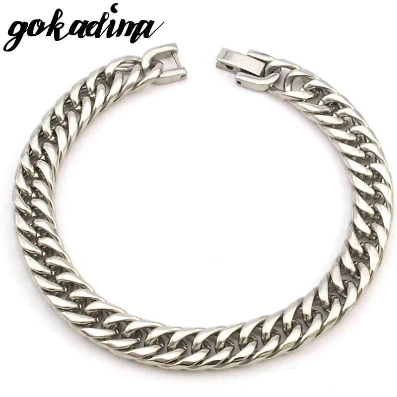 GOKADIMA 2025 New Arrival Stainless Steel Bracelet Gold Color Chain Bracelet Men Jewelry ROCK Party Gift Male