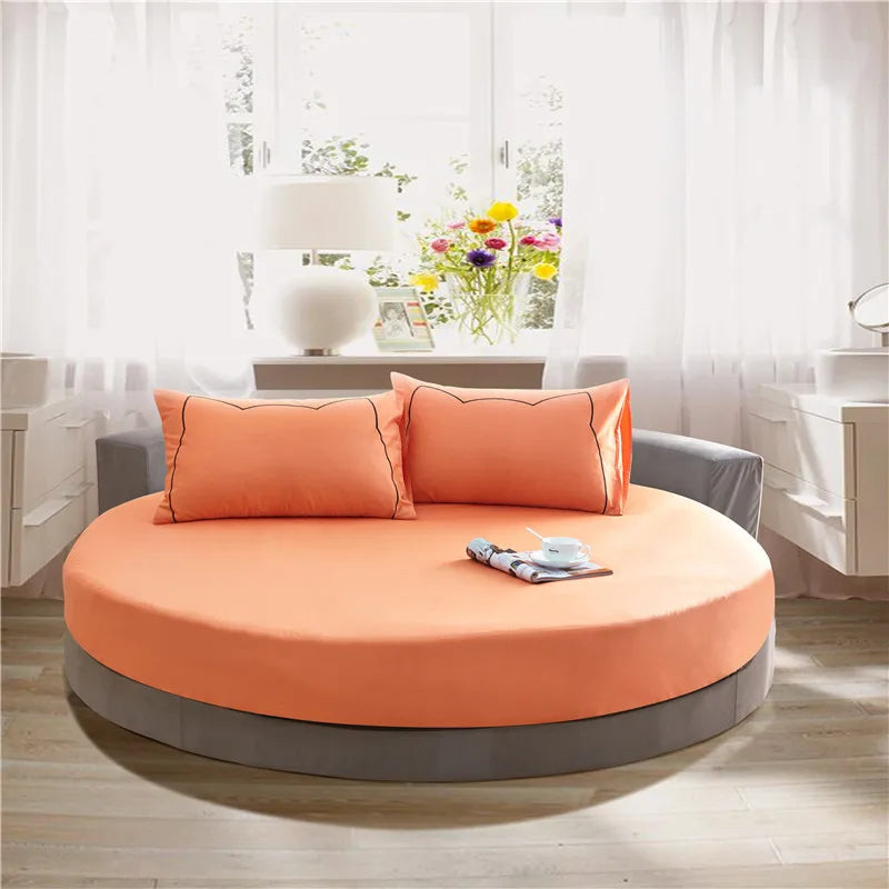 Hotel Round Bedding Fitted Bed sheet with Elastic band romantic Themed Hotel Round Mattress Cover Diameter 200cm-220cm