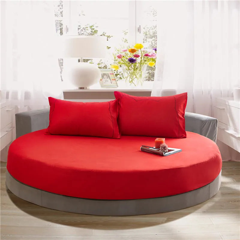 Hotel Round Bedding Fitted Bed sheet with Elastic band romantic Themed Hotel Round Mattress Cover Diameter 200cm-220cm