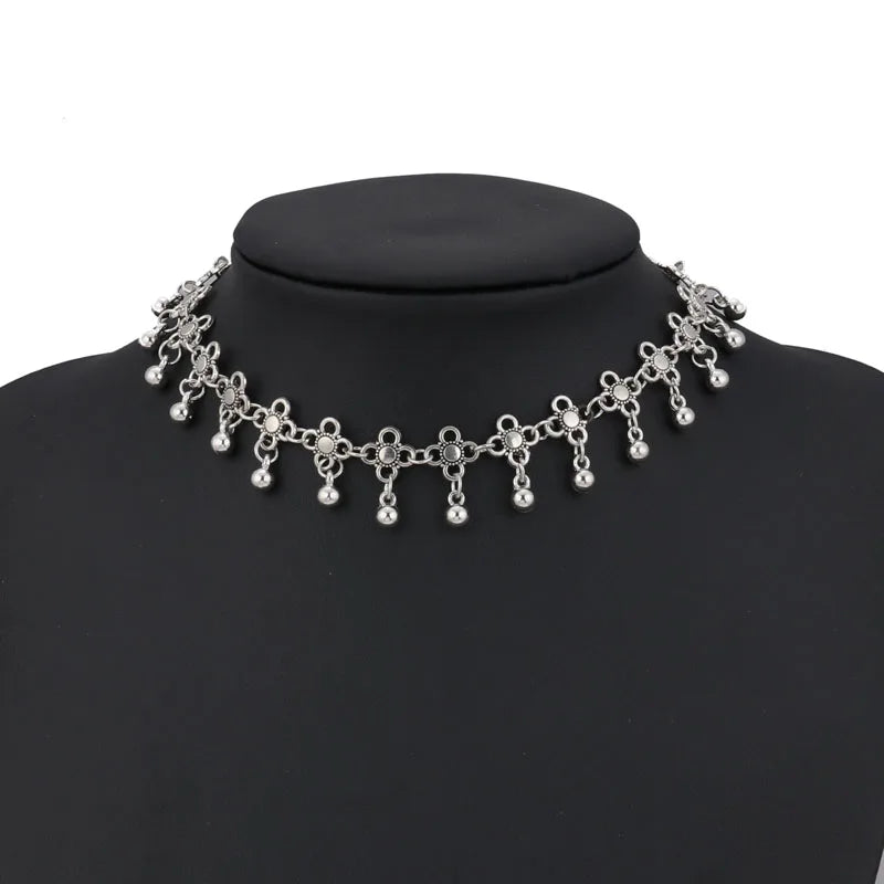 Tenande Vintage Clavicle Chain Necklaces Flowers Tassel Necklaces for Women Bohemian Jewelry Gifts