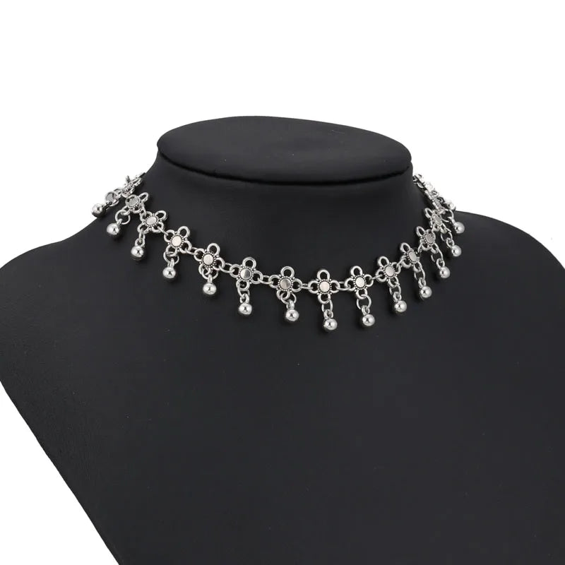 Tenande Vintage Clavicle Chain Necklaces Flowers Tassel Necklaces for Women Bohemian Jewelry Gifts