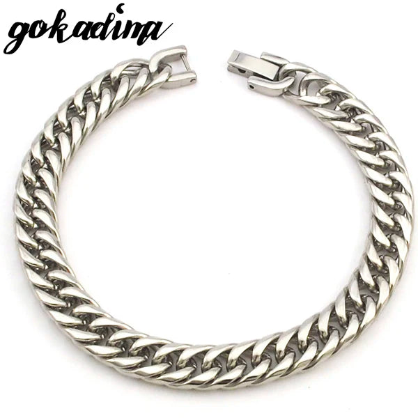 GOKADIMA 2025 New Arrival Stainless Steel Bracelet Gold Color Chain Bracelet Men Jewelry ROCK Party Gift Male