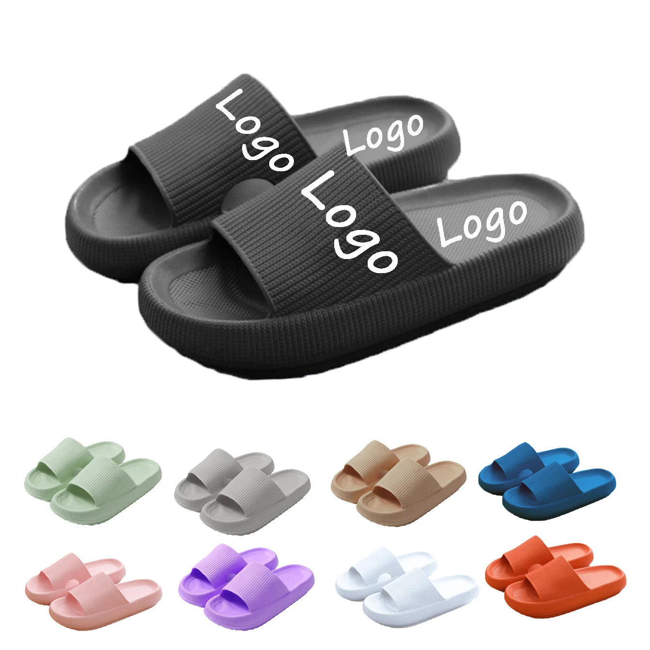 Bosirui Home Customizable Platform Foam Sliders Men's Women's Comfort Sandals with Pillow Slides for Shower Sports Bathroom