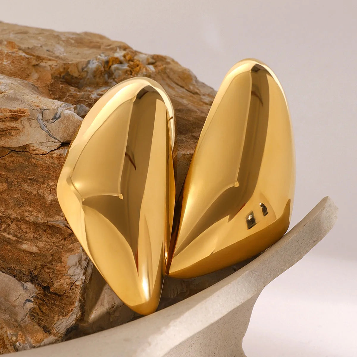 New Arrival 18K Gold Plated Silver Stainless Steel Earring Two-Tone Minimalist Hoop Gold Loops Earrings