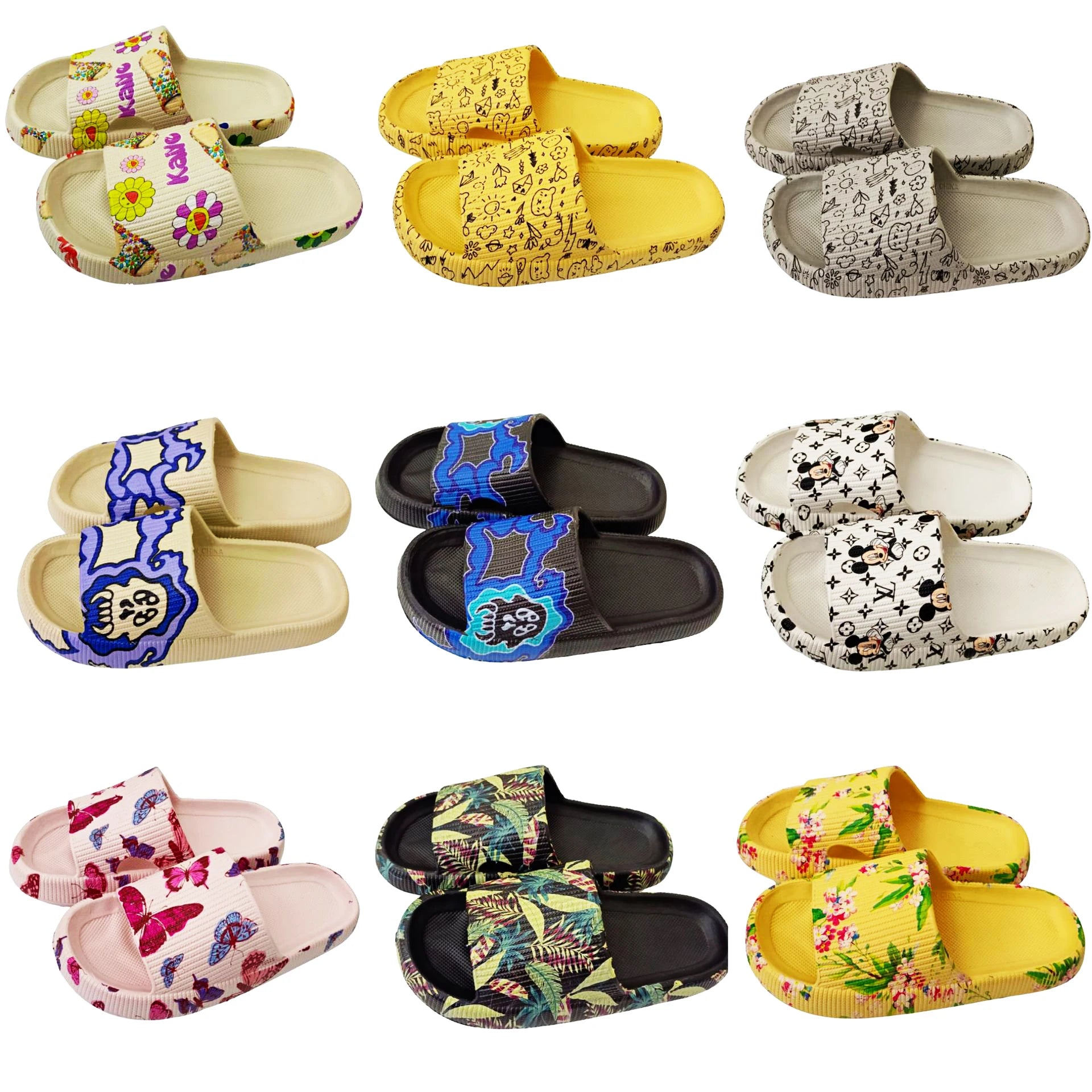 Bosirui Home Customizable Platform Foam Sliders Men's Women's Comfort Sandals with Pillow Slides for Shower Sports Bathroom