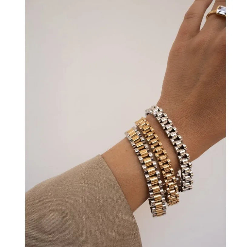 E.B.belle 2024 New Stainless Steel Gold Plated Detachable Wristbands Bracelets Bangles For Women Men Gold Wrap Bracelets