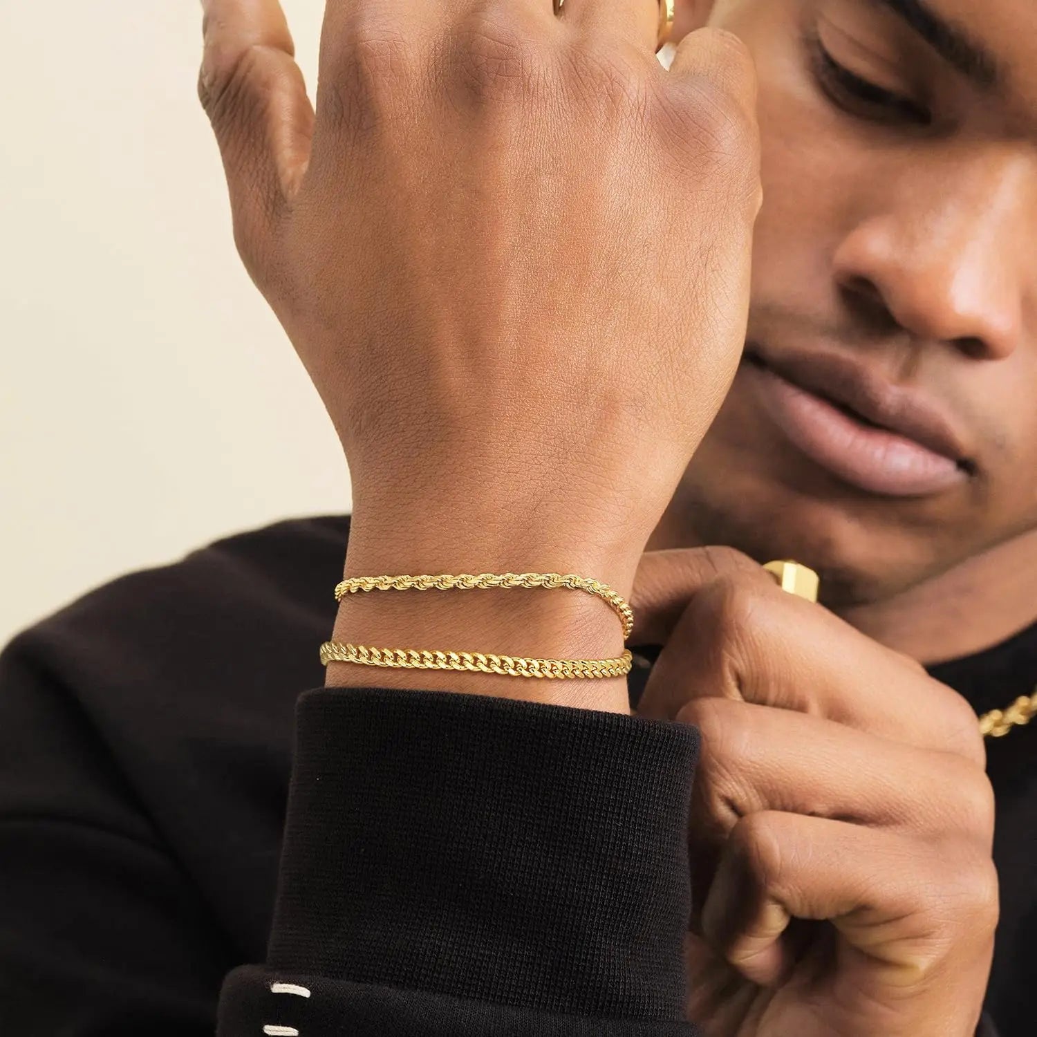 14k Real Gold Plated Flat Curb Chain Bracelet 3mm 5mm 7mm 9mm Women Hip Hop Jewelry Miami Link Hand Chain Cuban Bracelet Men