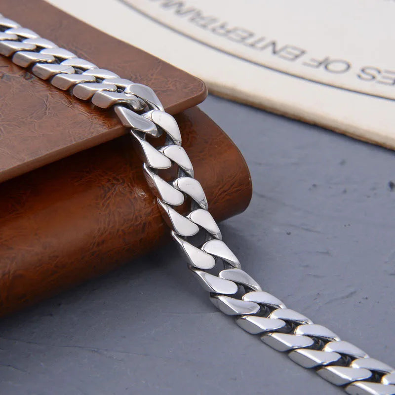 100% S925 Sterling Silver Necklace Bracelet Punk S925 Silver Jewelry Never Fade Carry certificate Men Women Jewelry Gifts