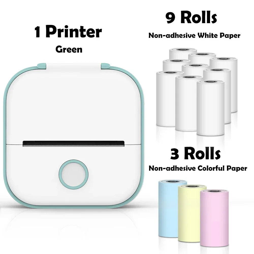 Solid T02 Portable Mini Wireless Thermal Pocket Printer Self-adhesive Stickers Use for DIY Journal Sticker Impresora Portátil