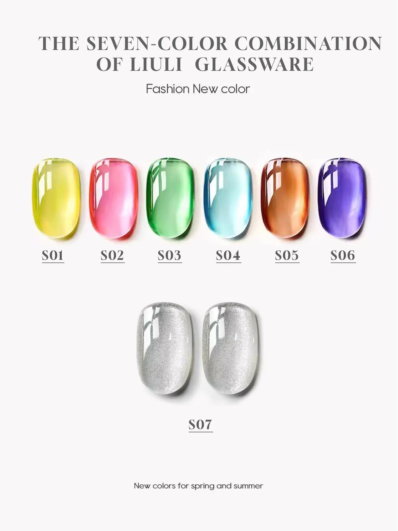 1-7PCS 12ML Ice-clear Glass Superimposed Universal Cat Eye Gel Nail Polish Dopamine Candy Glass Beads Home DIY Nail Gel Polish