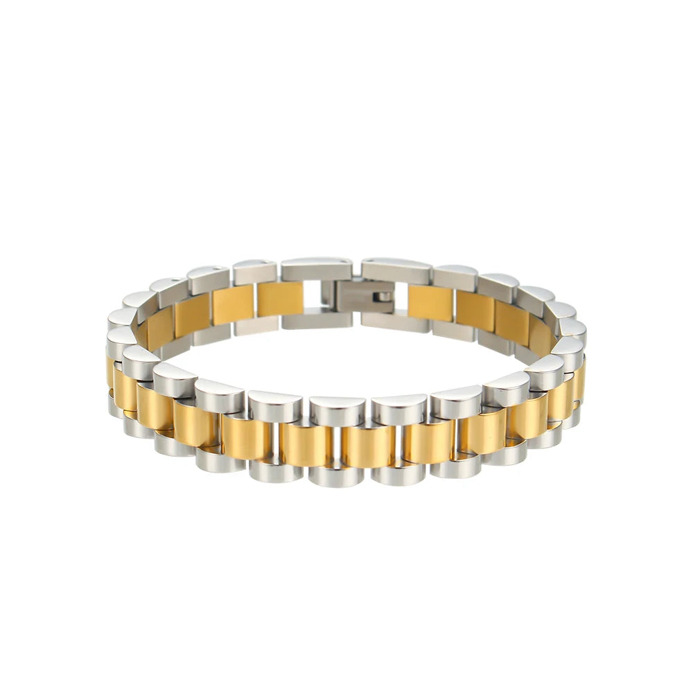 E.B.belle 2024 New Stainless Steel Gold Plated Detachable Wristbands Bracelets Bangles For Women Men Gold Wrap Bracelets