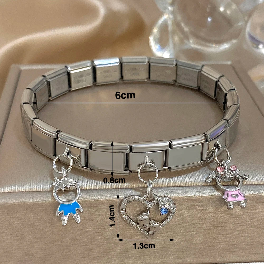 Greatera Castle Girl Panda Colorful Flower Smiling Face Sun Moon Pattern Pendant Bangle Personality Multiple Style Bracelet New