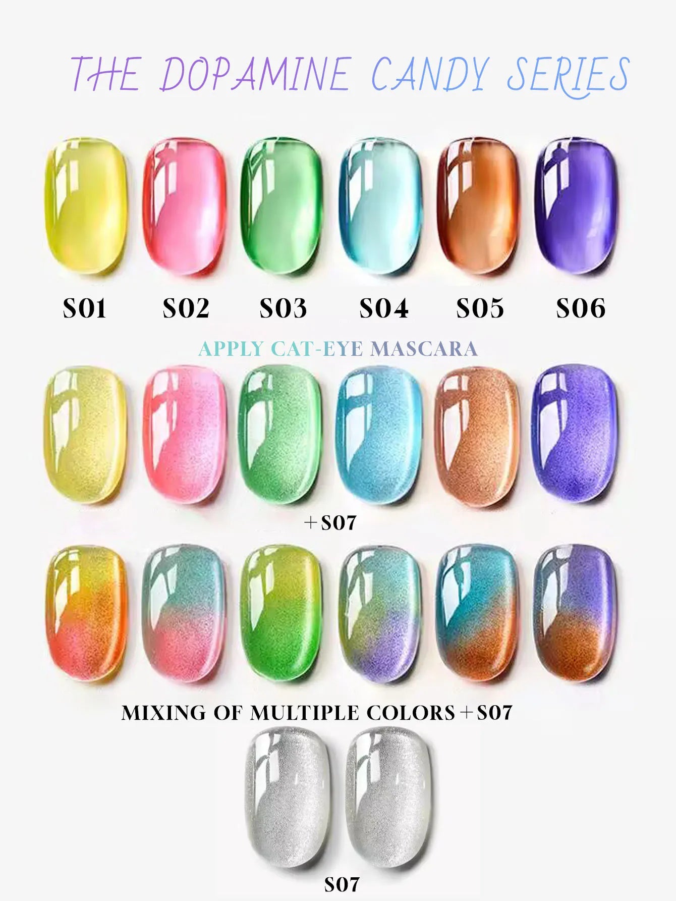 1-7PCS 12ML Ice-clear Glass Superimposed Universal Cat Eye Gel Nail Polish Dopamine Candy Glass Beads Home DIY Nail Gel Polish