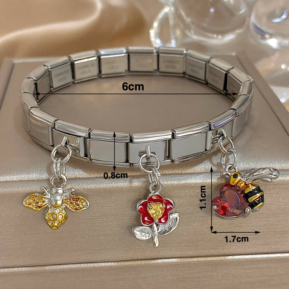 Greatera Castle Girl Panda Colorful Flower Smiling Face Sun Moon Pattern Pendant Bangle Personality Multiple Style Bracelet New