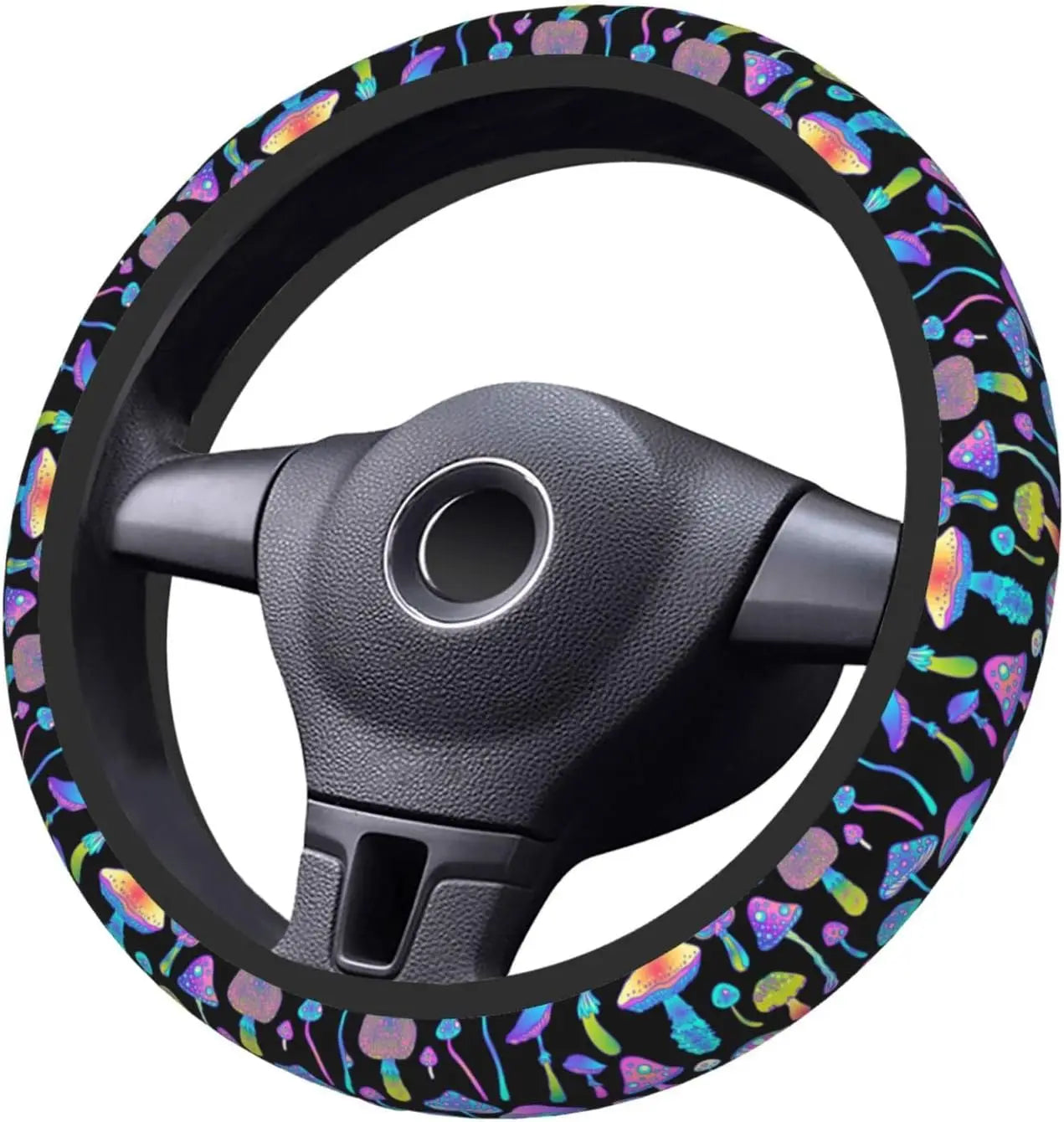 Colorful Mushroom Steering Wheel Cover Forest Psychedelic Mushroom  Automobile Neoprene Shell Anti-Skid Automobile Steering
