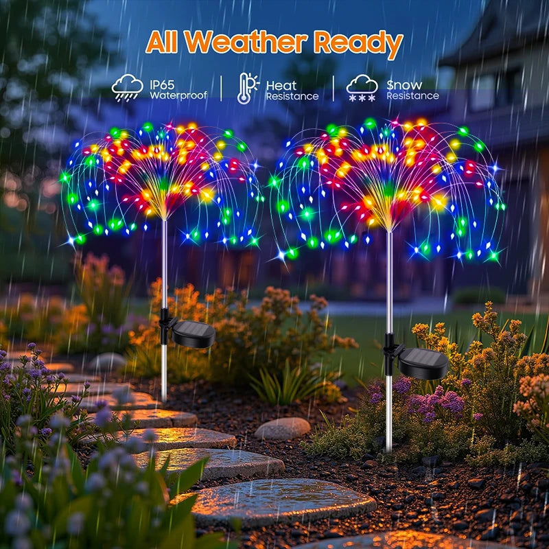 420LED Firework Lights Garden Decor Solar Power Outdoor Waterproof Pathway Flowers Lights for Patio Walkway Yard