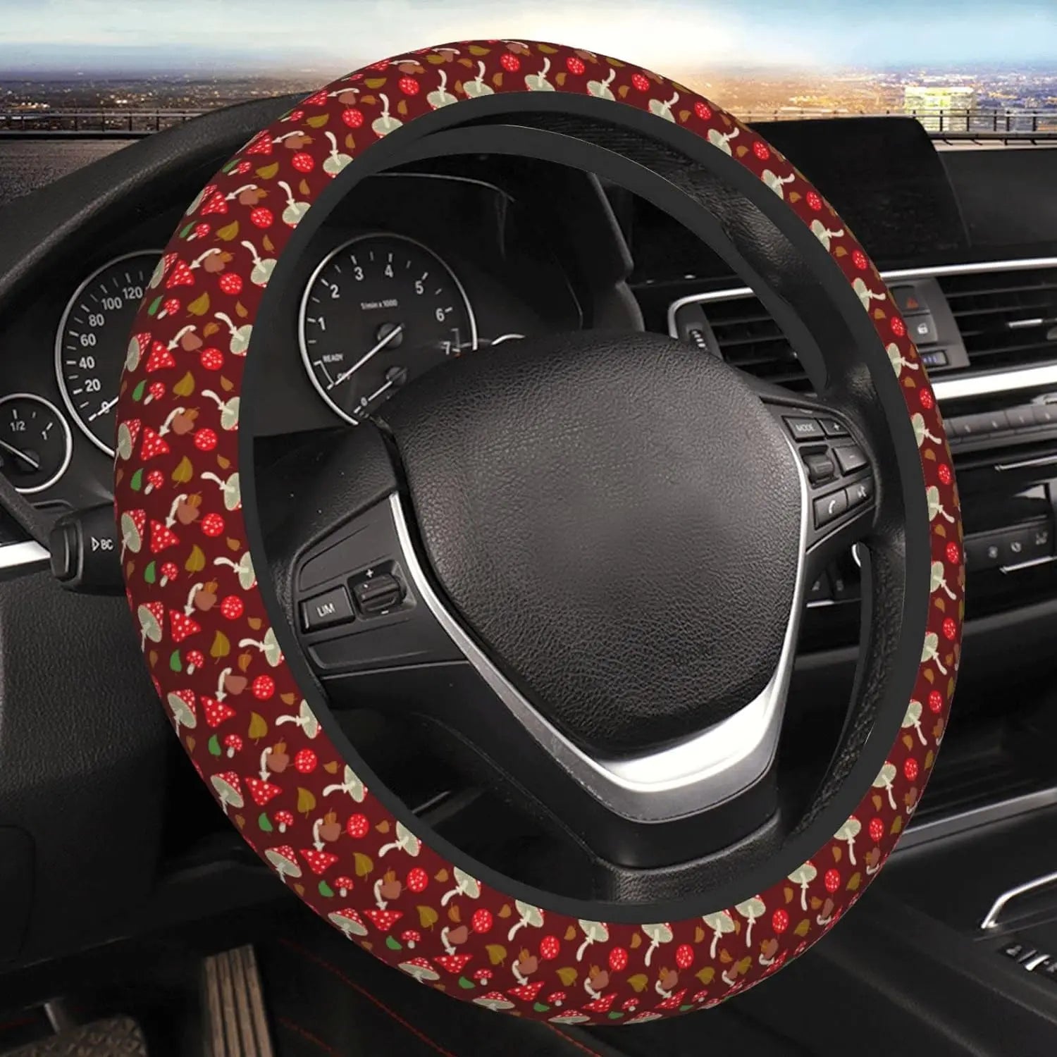 Colorful Mushroom Steering Wheel Cover Forest Psychedelic Mushroom  Automobile Neoprene Shell Anti-Skid Automobile Steering