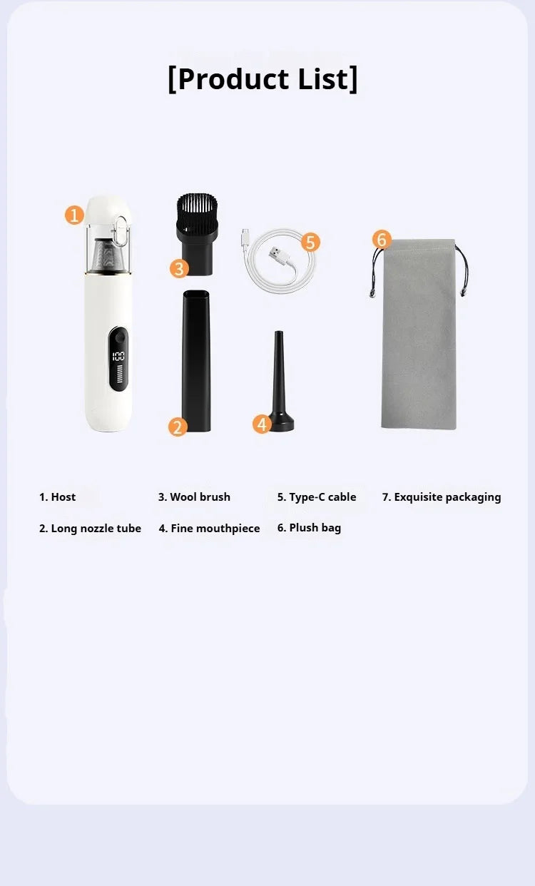 Uurmi Car Vacuum Cleaner 3 In1 Wireless Automobile Vacuum Cleaner Handheld Mini Dust Catcher