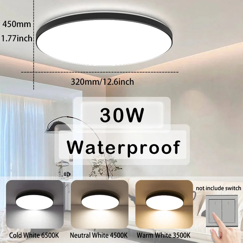 Bathroom Light Waterproof Led Ceiling Lights 18W 30W 40W Round Led Ceiling Lamp For Kitchen Living Room Balcony Toilet 110V 220V