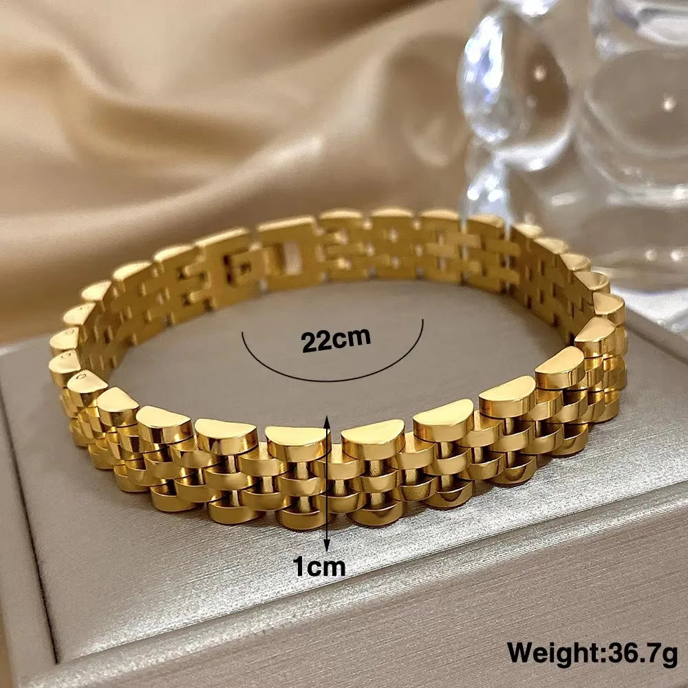 Greatera 5/10mm Two Tone Titanium Steel Bracelet Men Simple Elastic Metal Stainless Steel Watch Strap Women Detachable Bangle