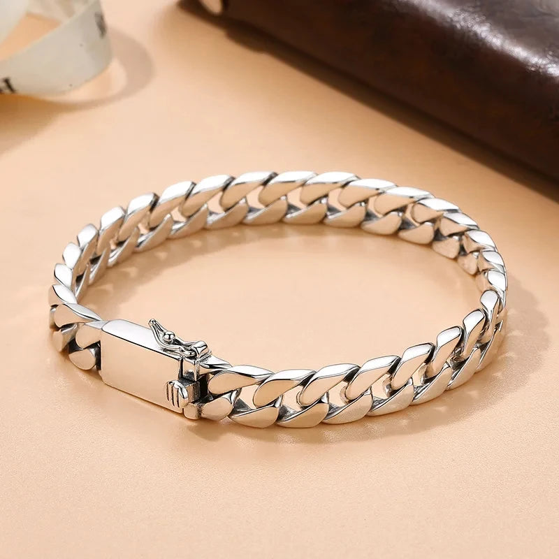 100% S925 Sterling Silver Necklace Bracelet Punk S925 Silver Jewelry Never Fade Carry certificate Men Women Jewelry Gifts