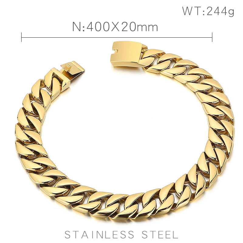 20mm Chunky Curb Chain Bracelet & Necklace - Stainless Steel 316L - KN199983-KJX
