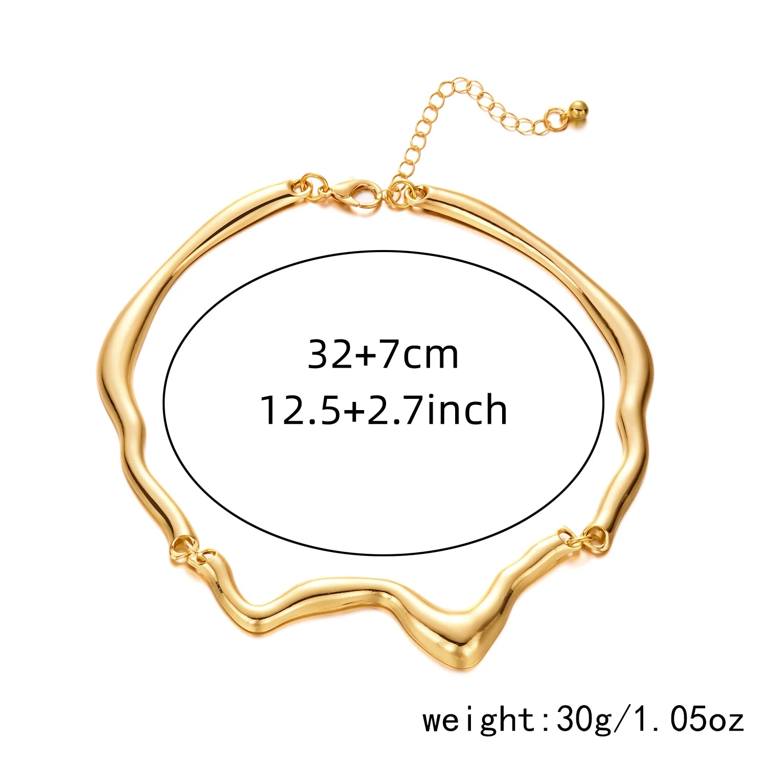 Fashion Liquid Lava Style Metal Choker Necklace for Women Gold Color Geometry Twist Neck Bangle Luxury Party Collar Jewelry Gift