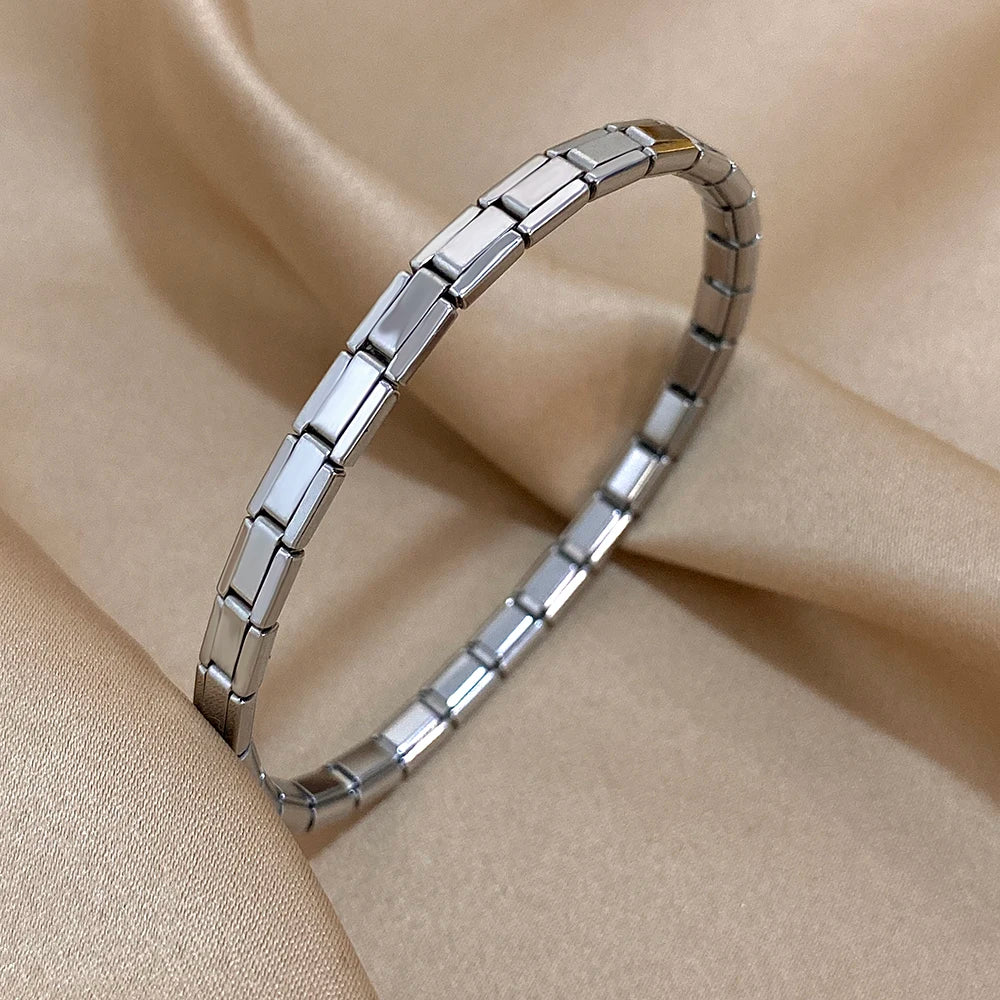 Greatera 5/10mm Two Tone Titanium Steel Bracelet Men Simple Elastic Metal Stainless Steel Watch Strap Women Detachable Bangle