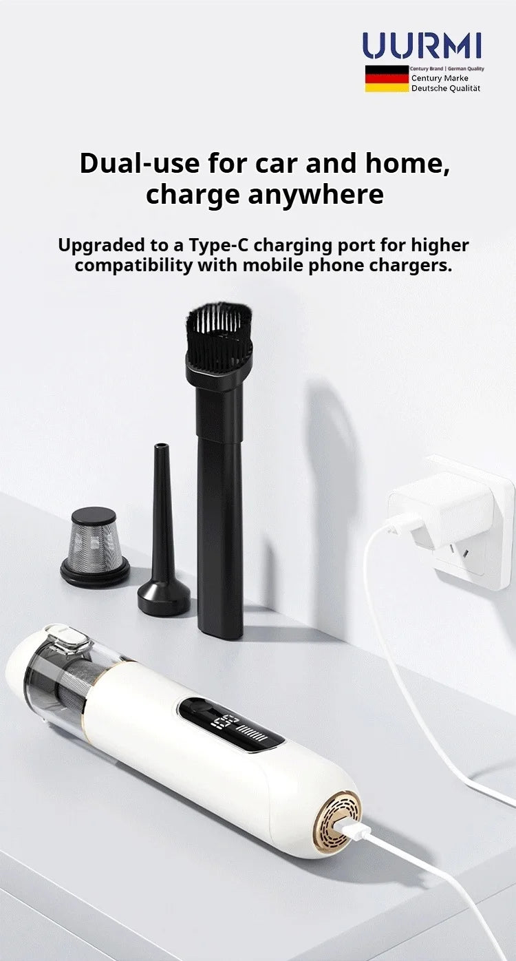 Uurmi Car Vacuum Cleaner 3 In1 Wireless Automobile Vacuum Cleaner Handheld Mini Dust Catcher