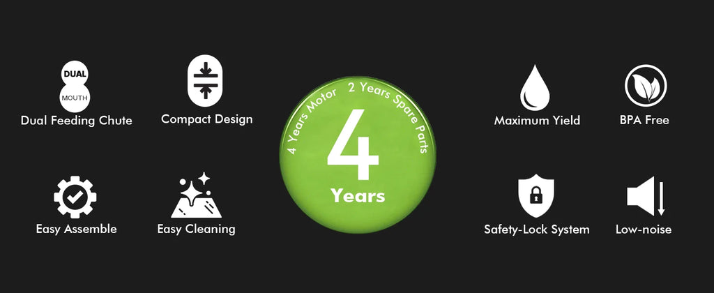 SiFENE Cold Press Juicer - Slow Masticating, High Yield for Fruits & Veggies, Dual-Mouth, Anti-Clog, Easy Clean, BPA-Free, Gray