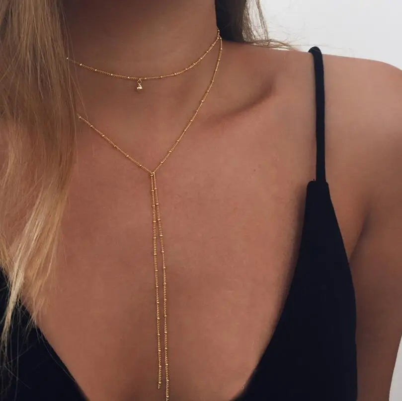 Tenande Vintage Clavicle Chain Necklaces Flowers Tassel Necklaces for Women Bohemian Jewelry Gifts
