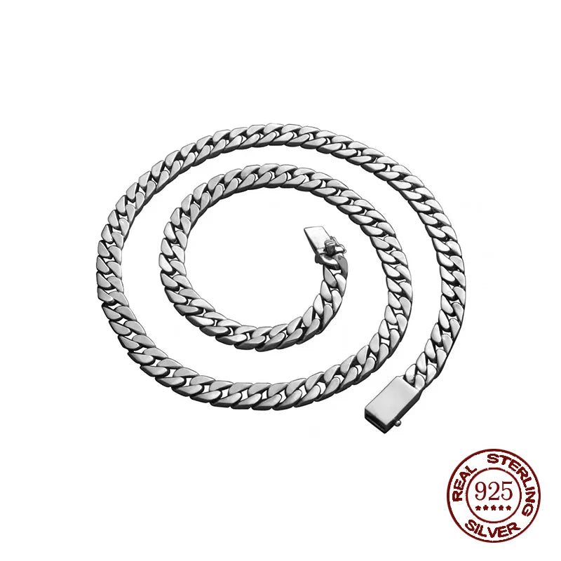 100% S925 Sterling Silver Necklace Bracelet Punk S925 Silver Jewelry Never Fade Carry certificate Men Women Jewelry Gifts