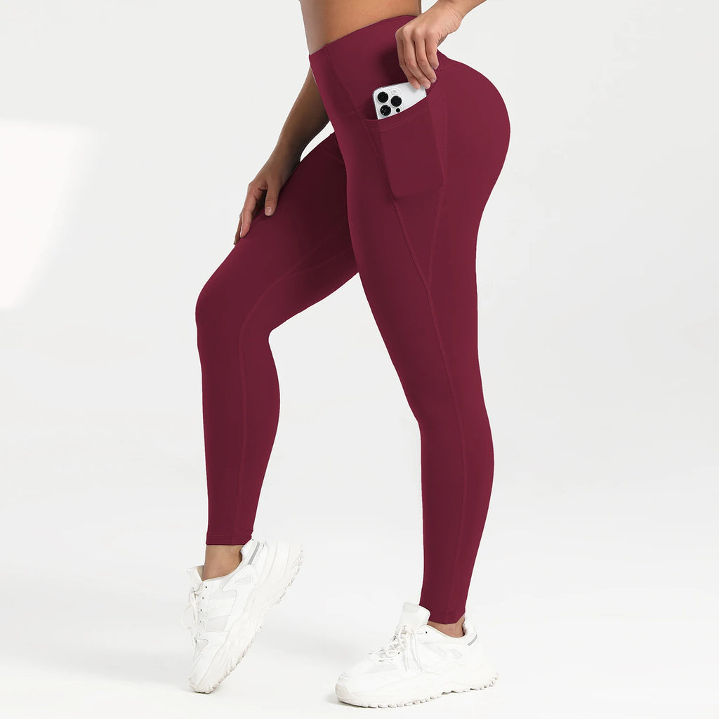 Solid Color Back Waist Pocket High Waist Fitness Yoga Legging soft Women Sport Pant Tight Butter Athletic Gym Ankle-Length Pants