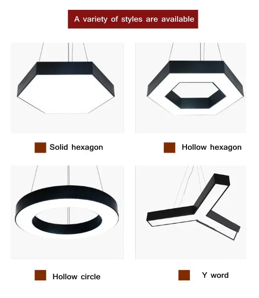 Simple Led Office Chandelier Creative Hexagonal Round Y-shaped splicing Special-Shaped Chandelier Gym Office Light