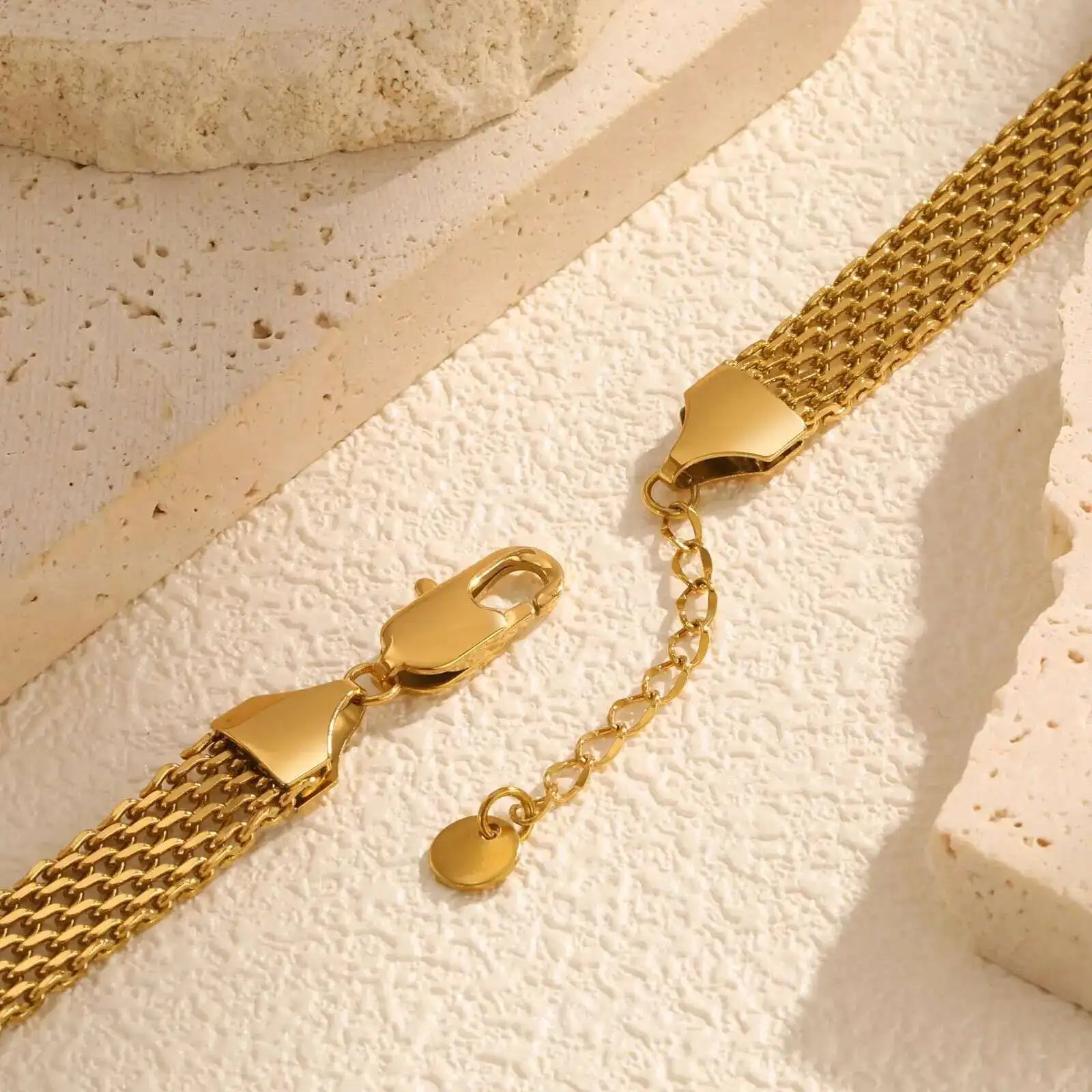 Mesh Link Chain Stainless Steel Bracelet for Women, 3mm/4mm/6mm Gold Plated Italian Chain Wristband Gift Jewelry, Non Tarnis