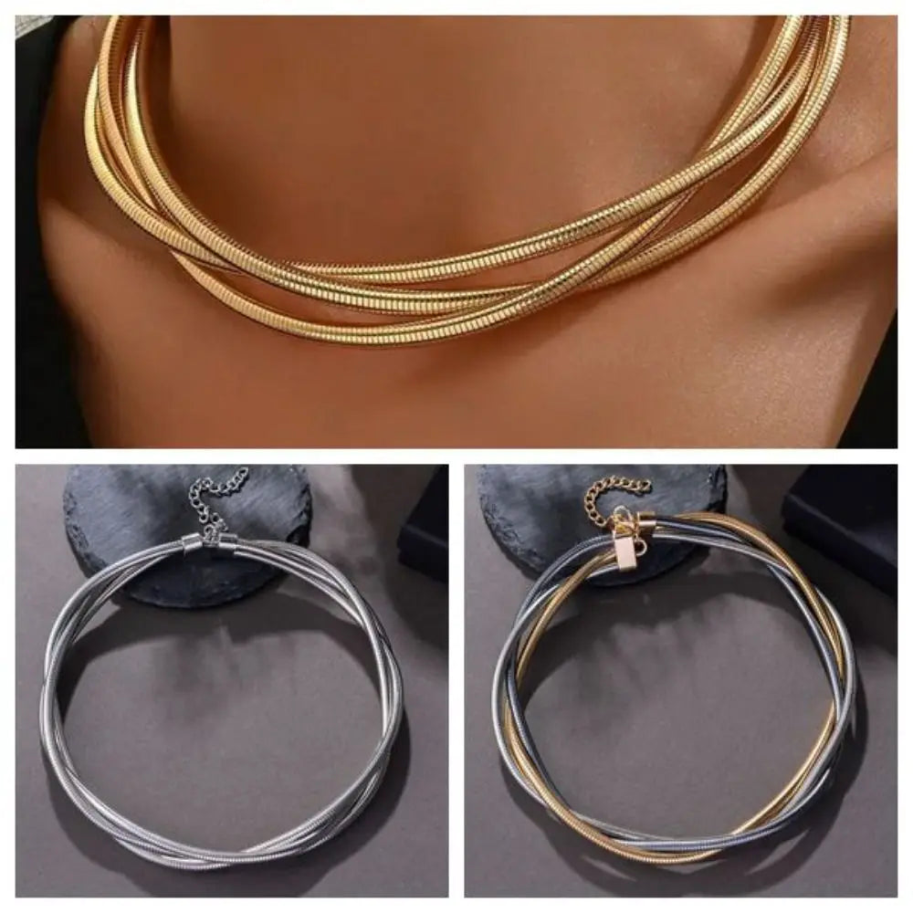 Creative Gift Alloy Bendable Snake Necklace Silver Color Gold Color Flexible Choker Twistable Punk Bracelet
